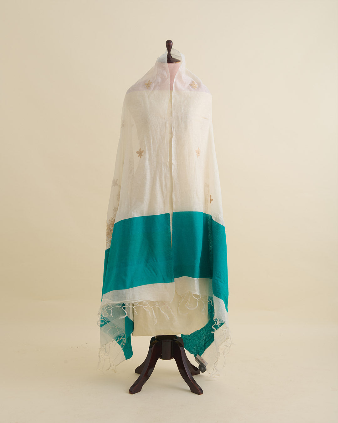 Offwhite Chanderi Gold Resham Aari Work Dupatta