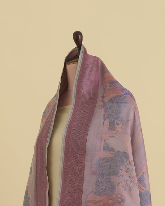 Onion Pink Chanderi Shimmer Tanchoi Dupatta