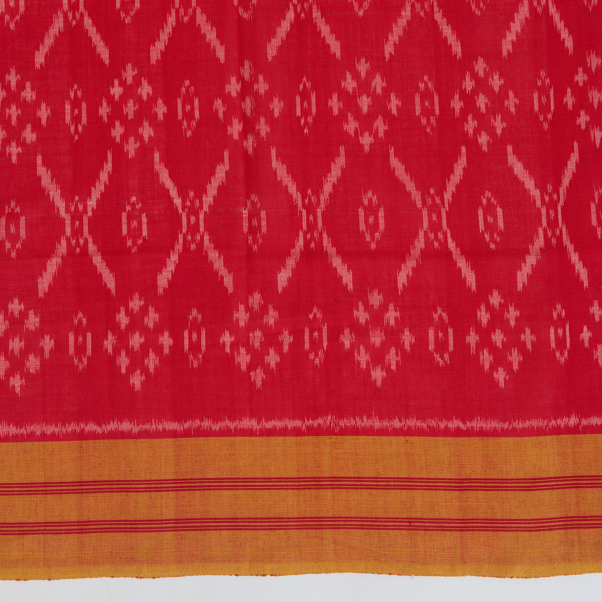 Red Blue Cotton Silk Ikat Patola Dupatta