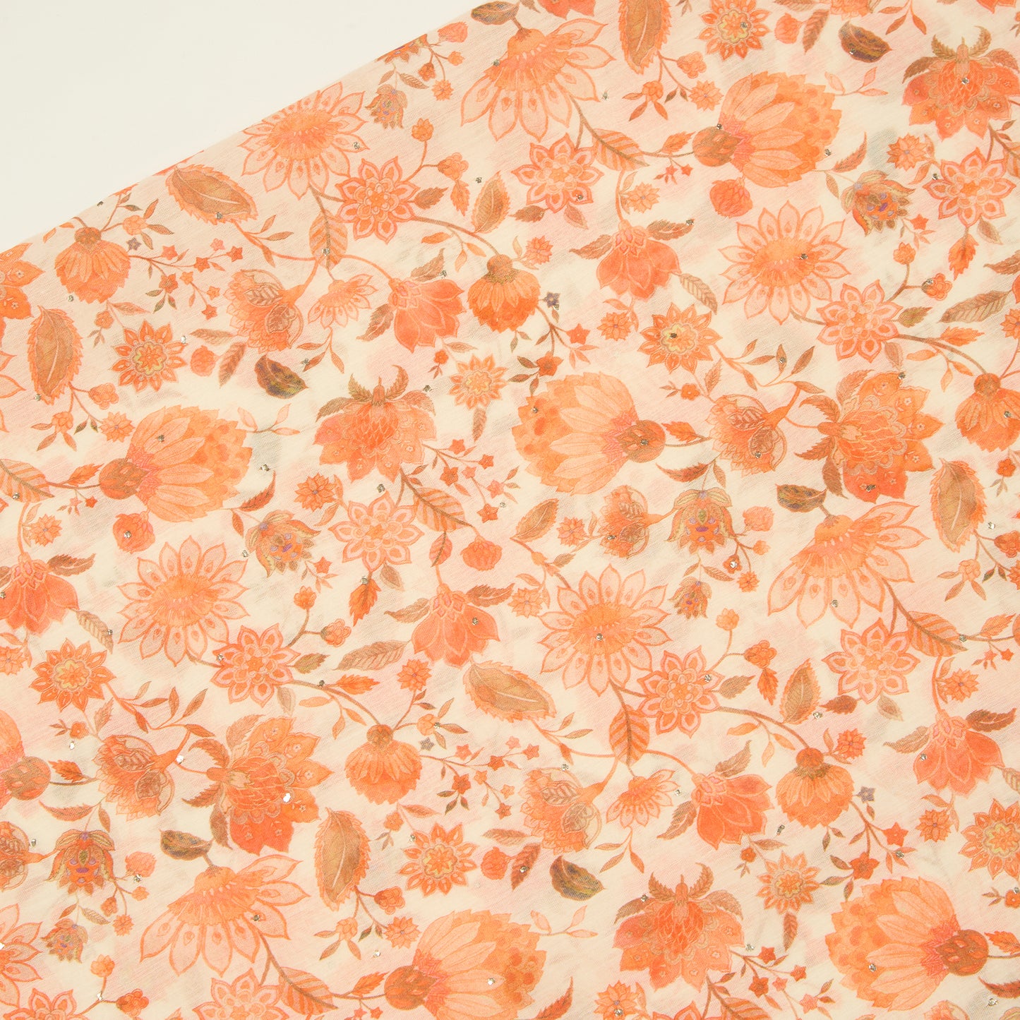 Coral Chanderi Printed Suit with Tie-Dye Dupatta