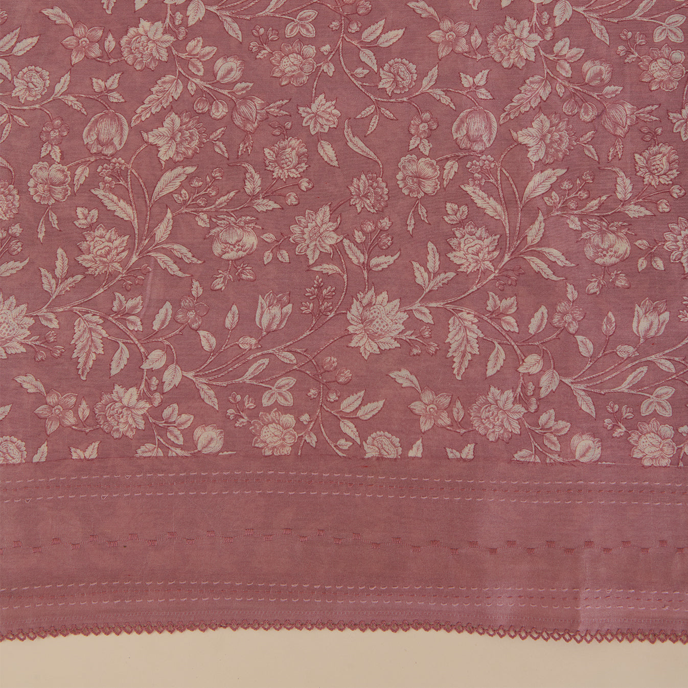 Dusty Brown Chanderi Silk Katha Stitch Embroidered Kurta Set