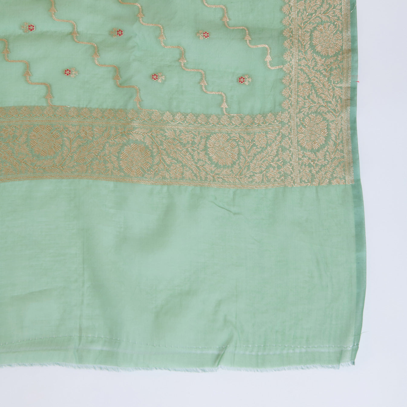 Dusty Green Chanderi Woven Zari Buti Kurta Set