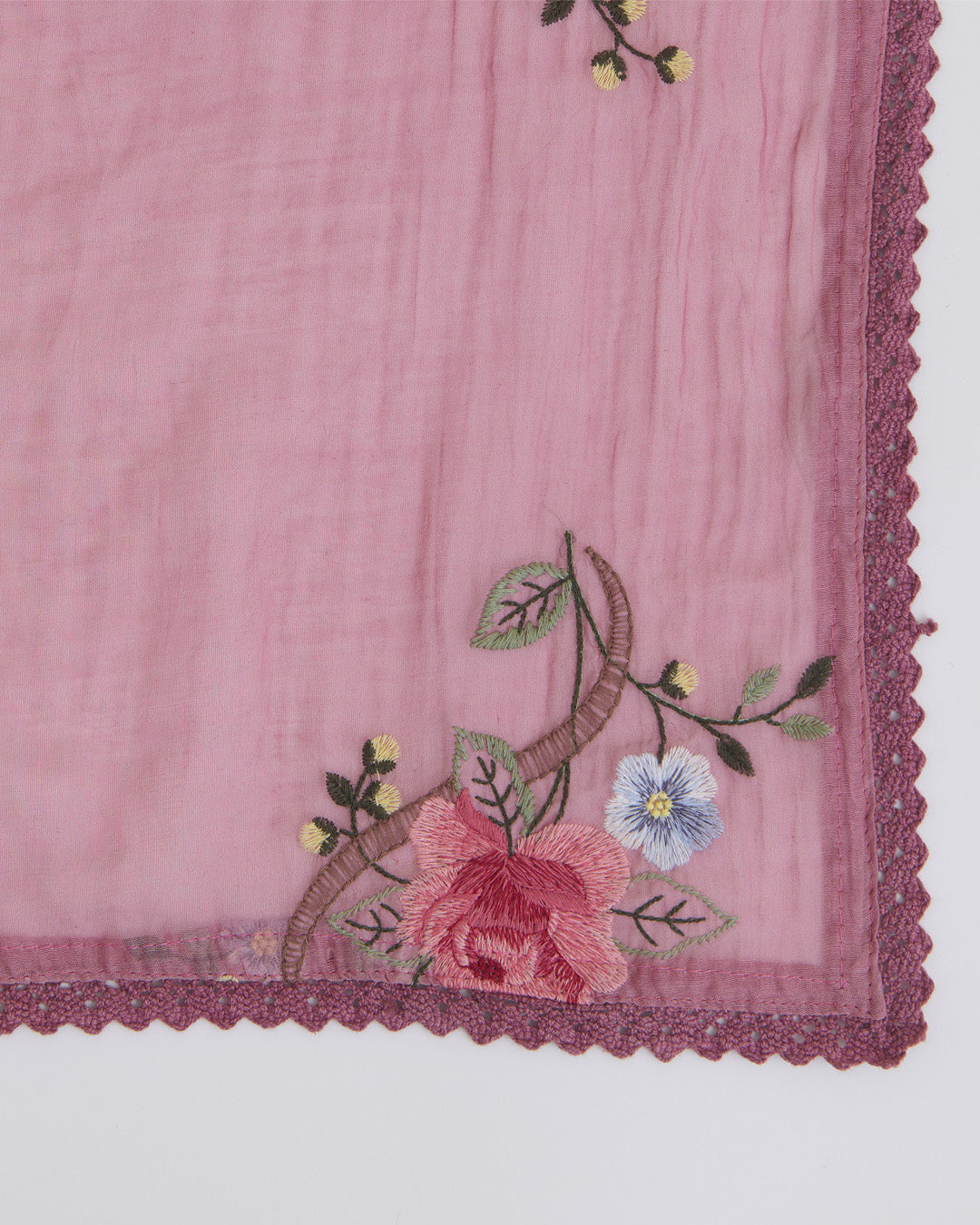 Dusty Pink Mal Chanderi Kurta with Embroidery and Matching Dupatta