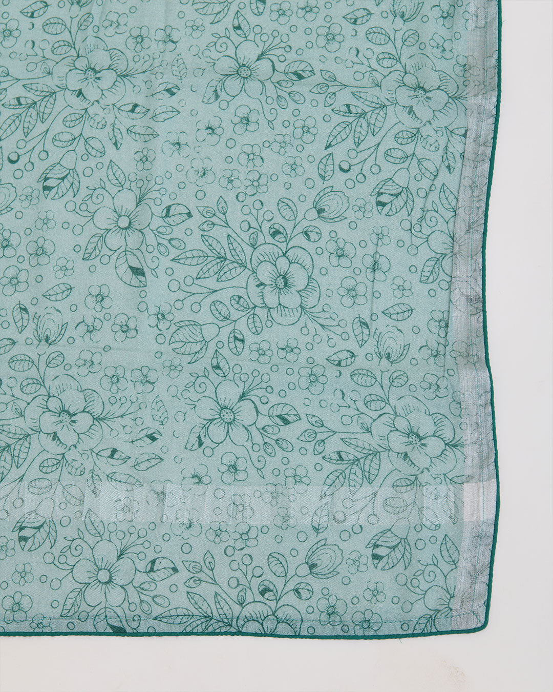 Green Linen Kurta Suit with Applique & Thread Work by Vandana