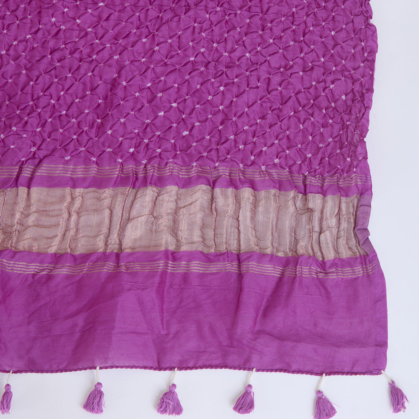Magenta Pink Chanderi Bandhej Kurta with Woven Pallu Dupatta