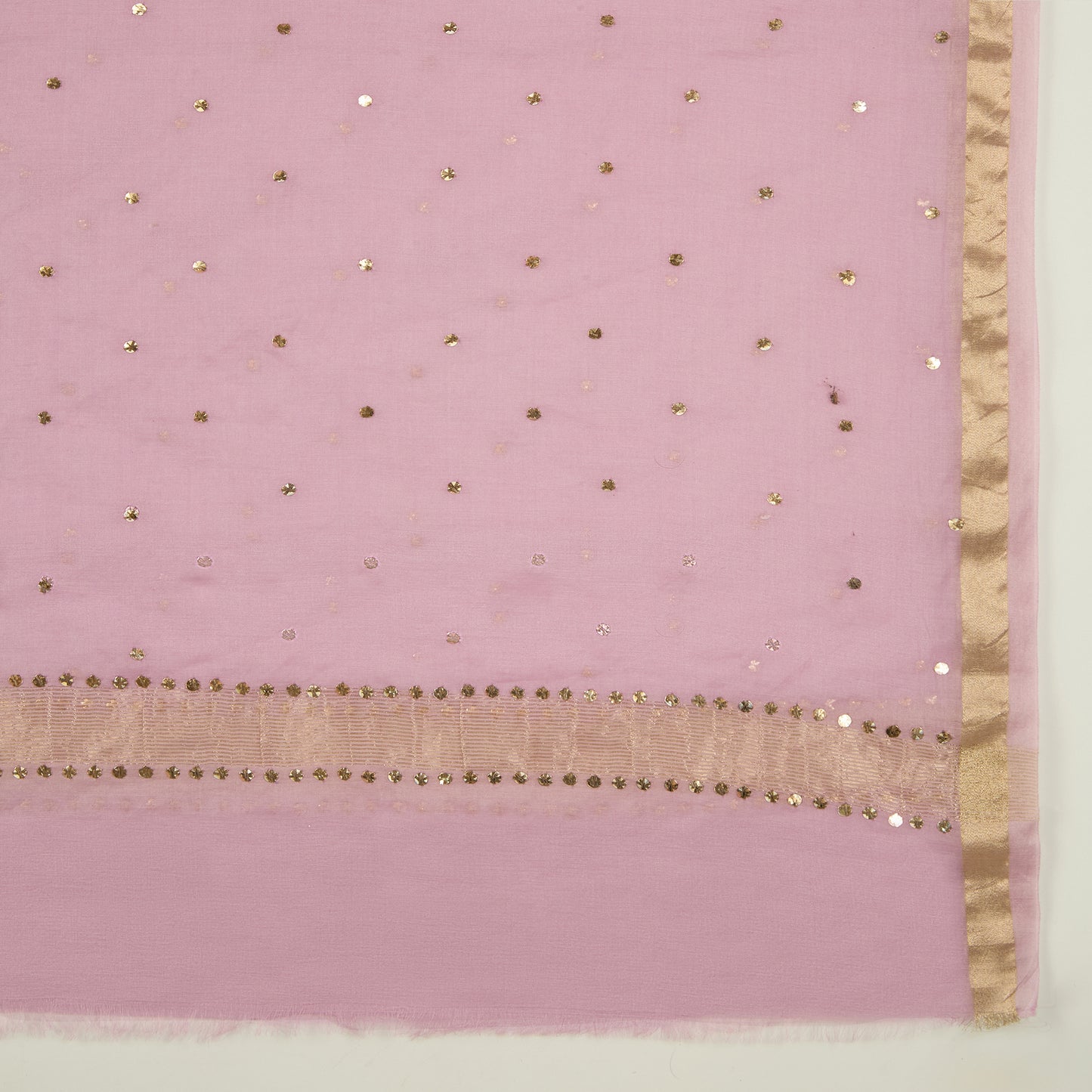 Lilac Chanderi Badla Neck Jaal Suit with Badla Dupatta