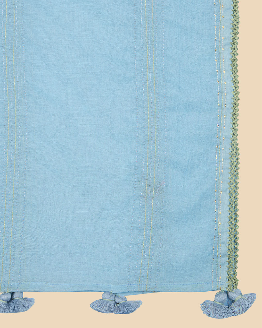 Powder Blue Chanderi Digital Printed Suit with Zari Embroidery
