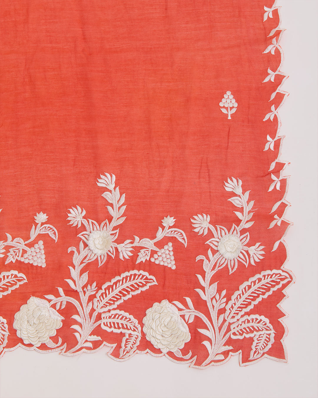 Red Mal Chanderi Kurta with Resham Embroidery & Matching Dupatta by Vandana