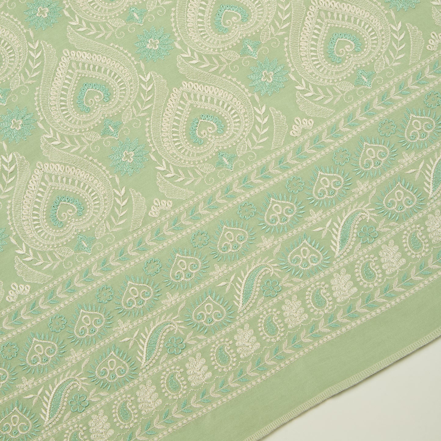 Sea Green Chanderi Resham Embroidered Suit with Dupatta