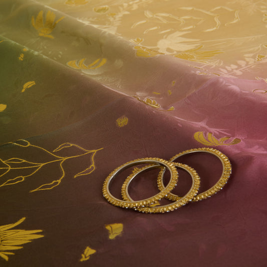 4D Double Georgette Jacquard with Gold Lurex Buti Fabric
