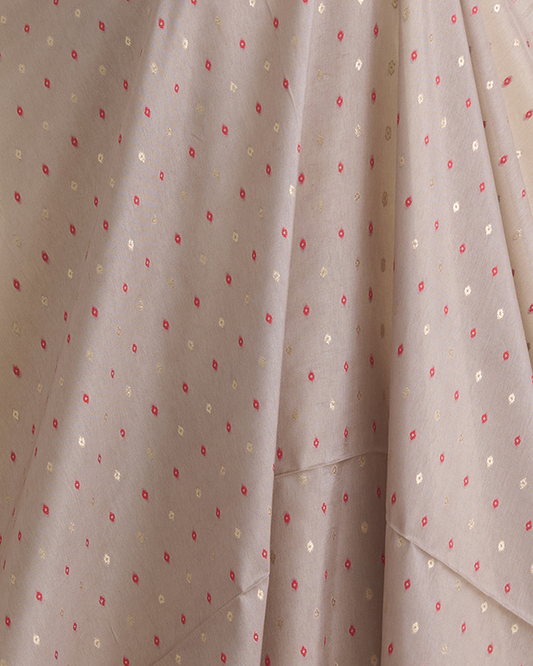 Dusty Beige Dola Silk Self Woven Resham Minakari Barfi Buti Fabric