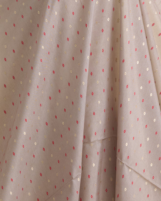 Dusty Beige Dola Silk Self Woven Resham Minakari Barfi Buti Fabric