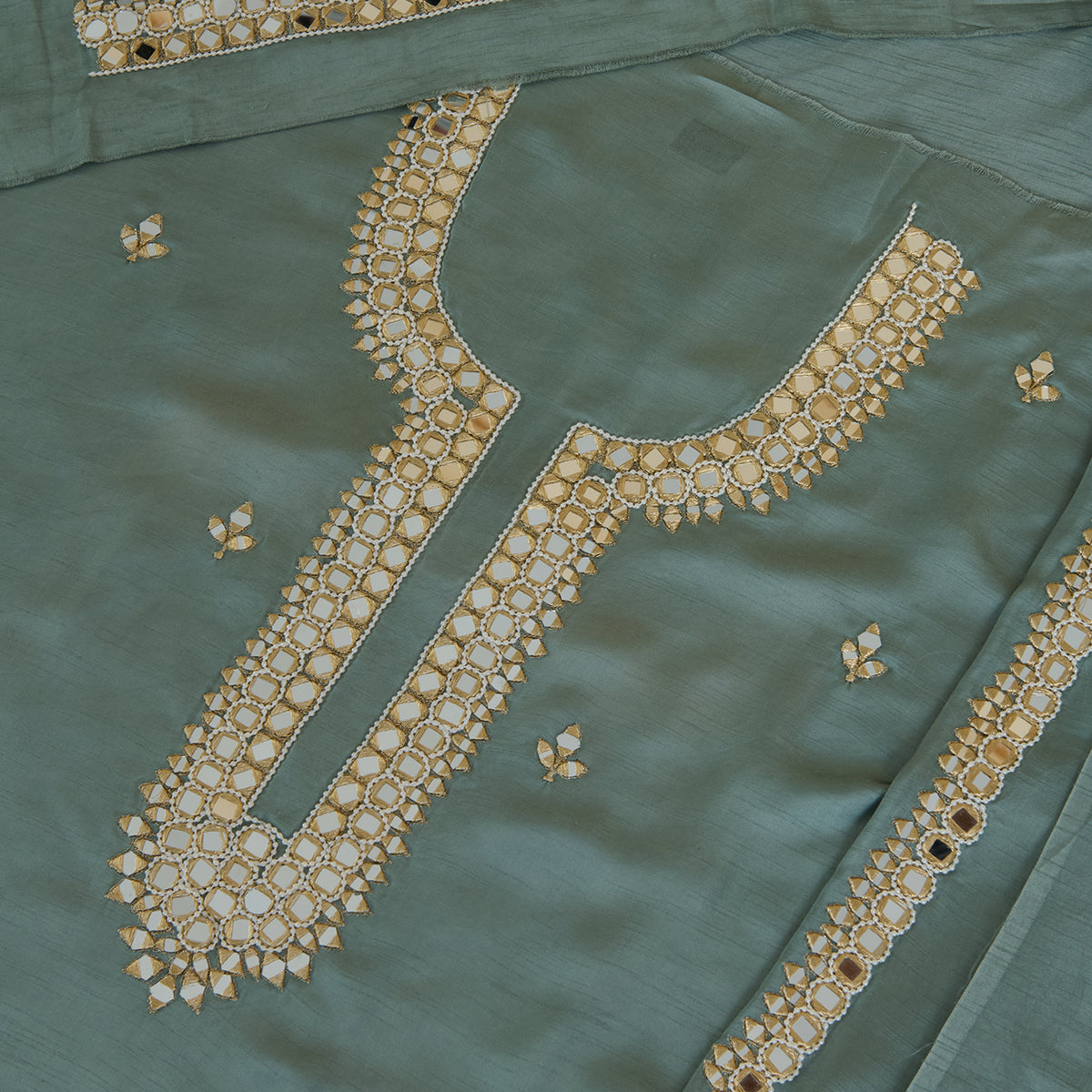 Grey Dupion Satin Embroidered Kurta