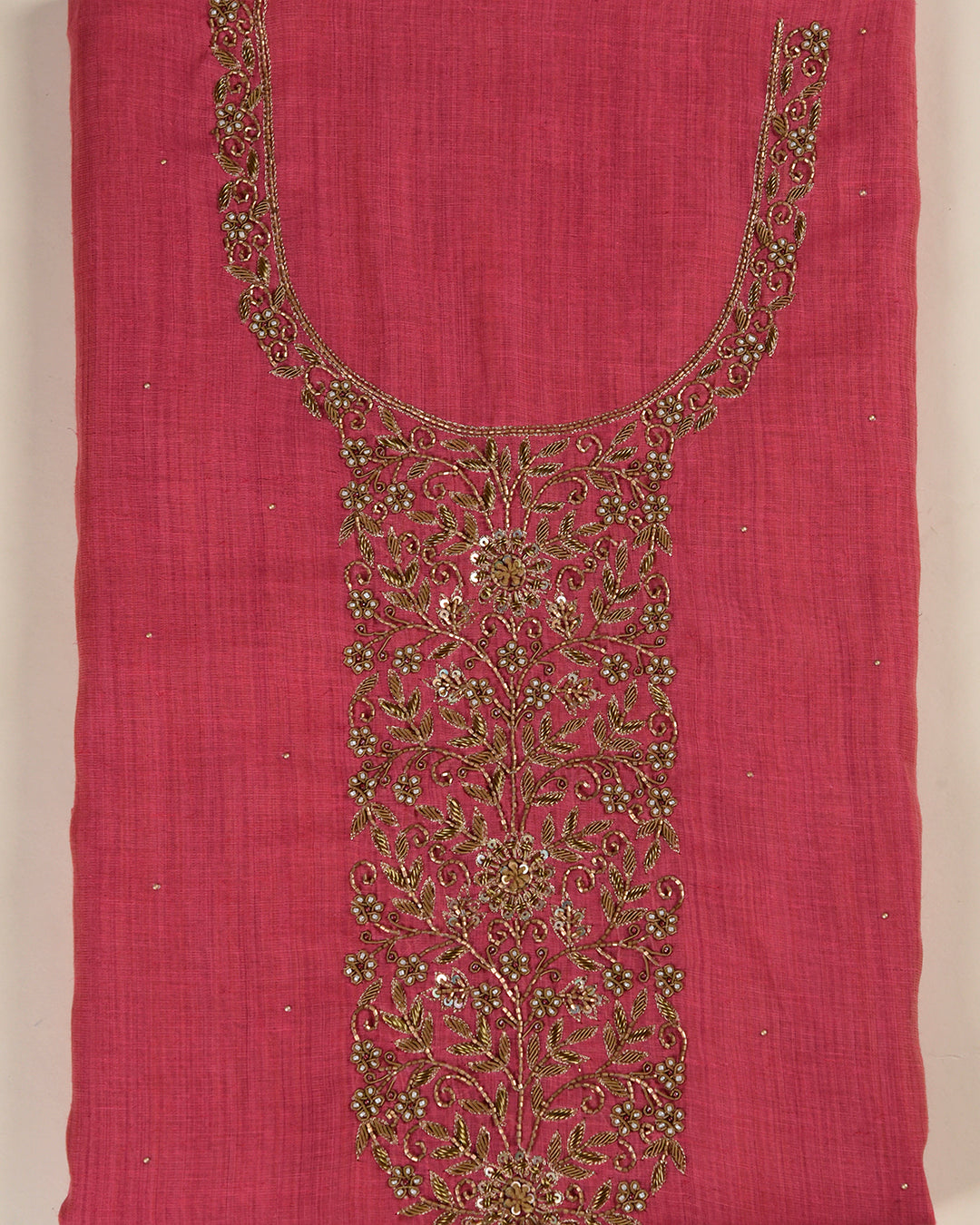 Dusty Pink Kora Chanderi Suit with Zardozi Embroidery