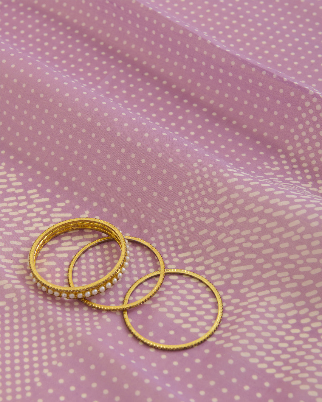 Creme & Lilac Fine Chanderi Rai Buti Printed Fabric