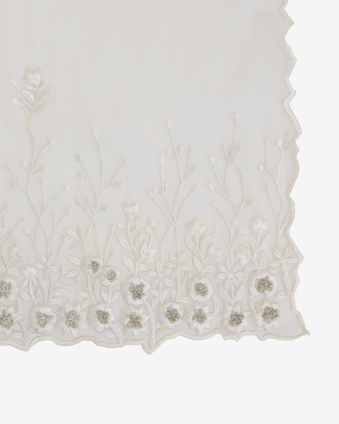 Kora Fine Chanderi Dupatta with Gold Zari & Resham Embroidery