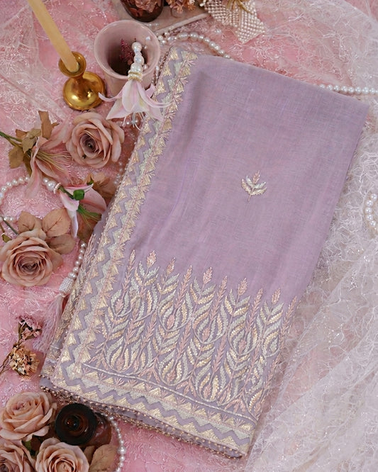 Fine Chanderi Lechi Gota Emb Buta Border Dupatta