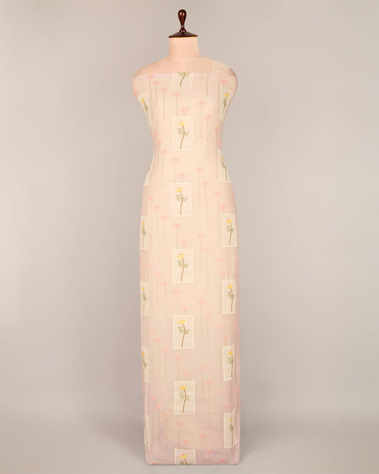 Lilac Fine Chanderi Applique Work Buta Fabric