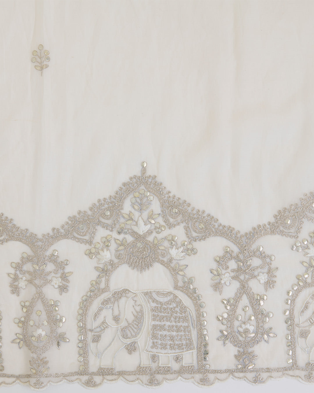 Natural Fine Chanderi Dupatta with Applique & Gold Gota Patti