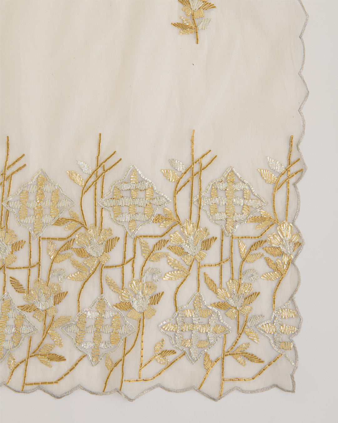 Natural Fine Chanderi Lechi Gota Embroidery Buta Border Dupatta