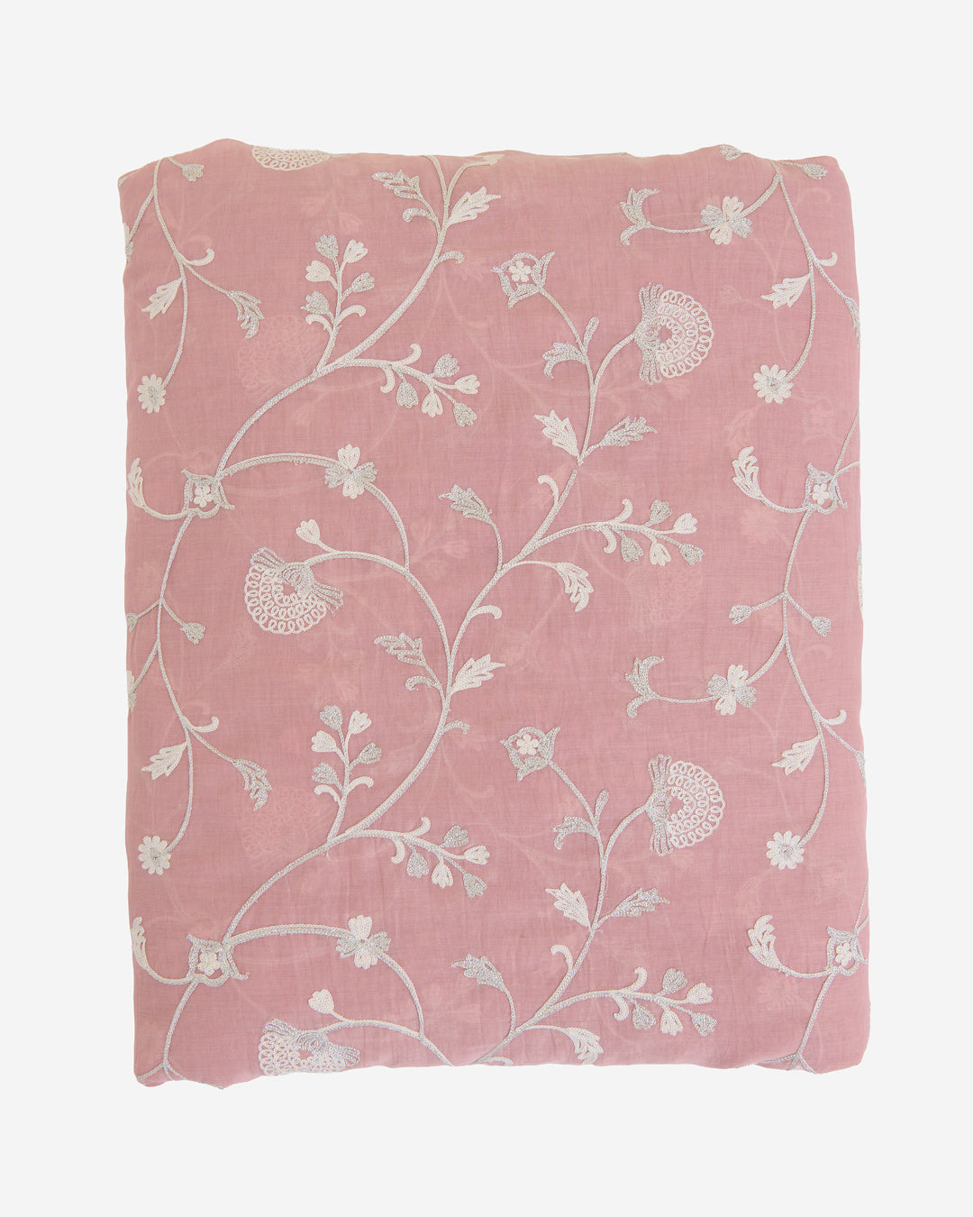 Onion Pink Fine Chanderi Aari & Zari With Resham Jaal Embroidery Fabric