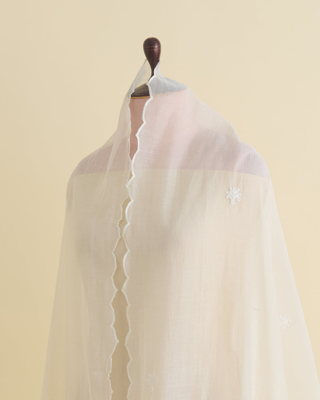 Kora Fine Chanderi Resham Motif Fabric with Applique Tissue Dupatta