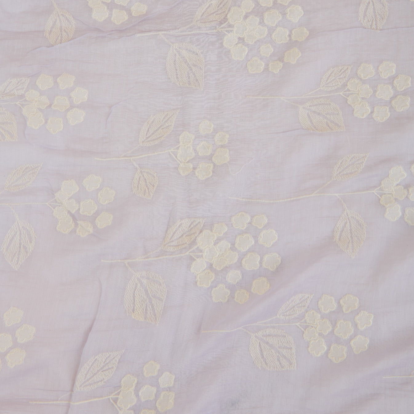 Lilac Fine Chanderi Thread Applique Work Buta Fabric