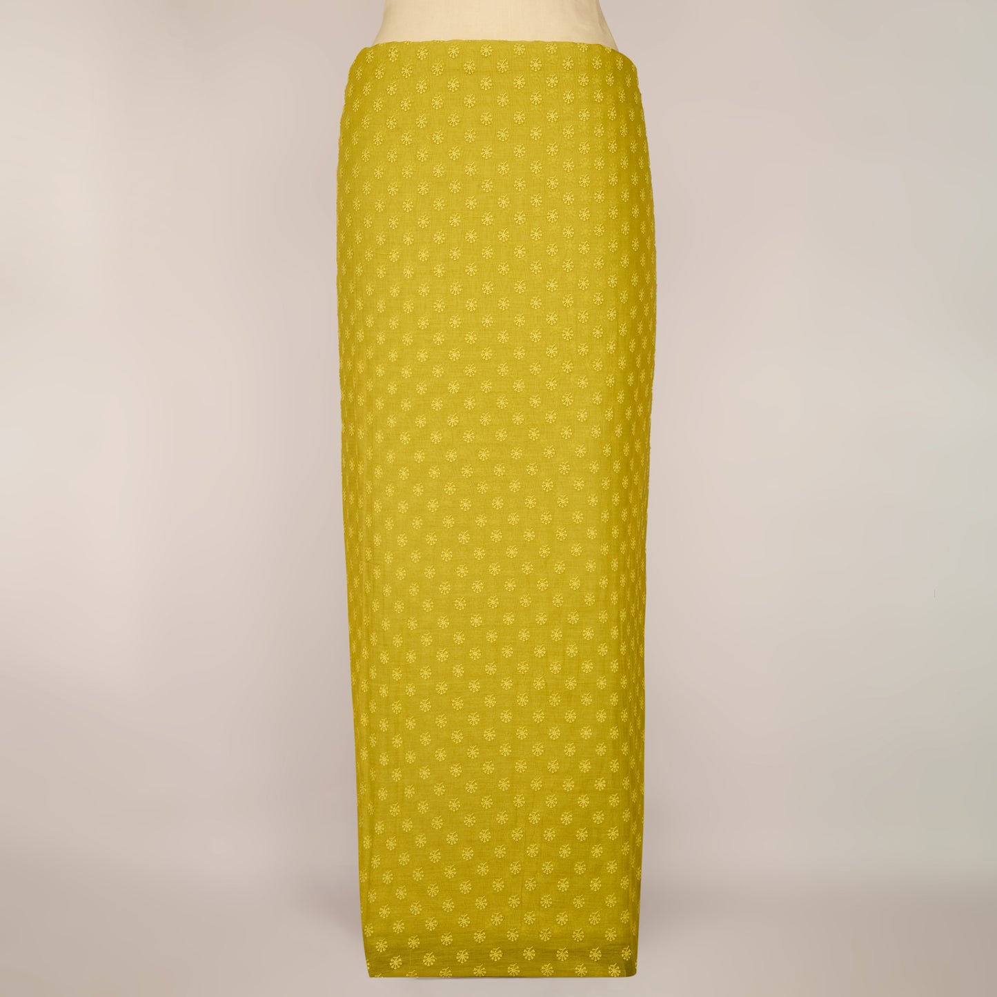 Lime Green Chanderi Lucknowi Embroidered Fabric with Badla Work