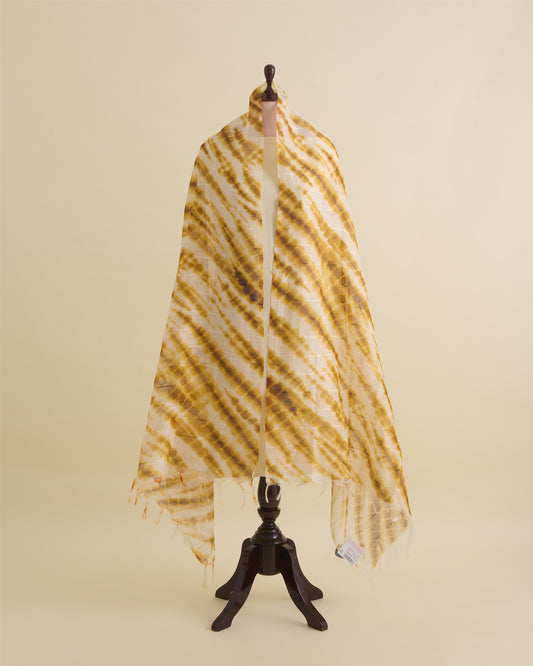 Mustard Fine Linen Silk Digital Printed Dupatta with Sequins