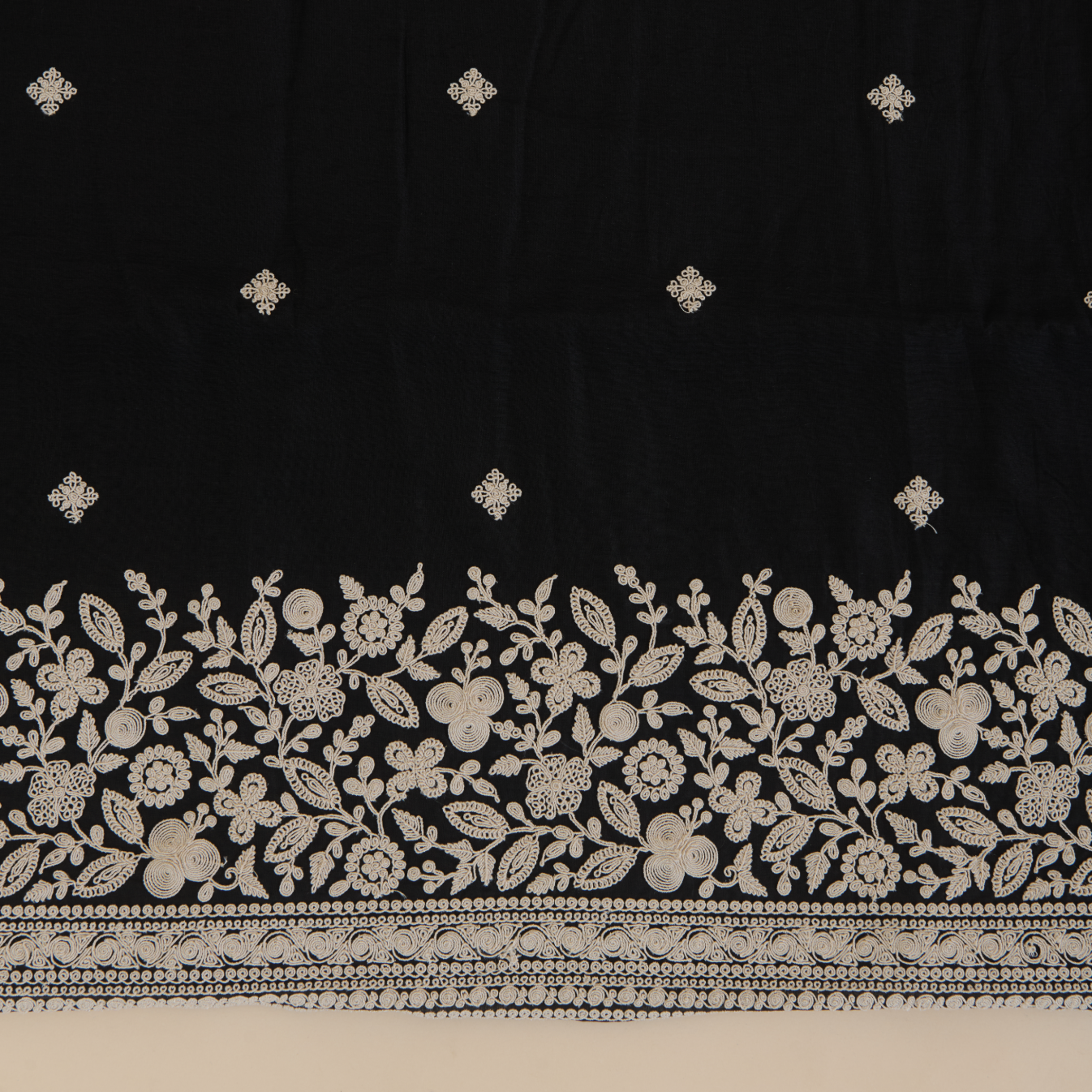 Black Fine Chanderi Resham Dori Embroidered Suit with Dupatta