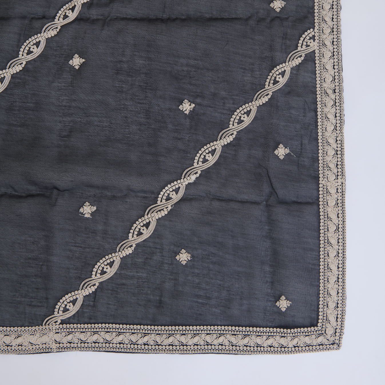 Black Fine Chanderi Resham Dori Embroidered Suit with Dupatta