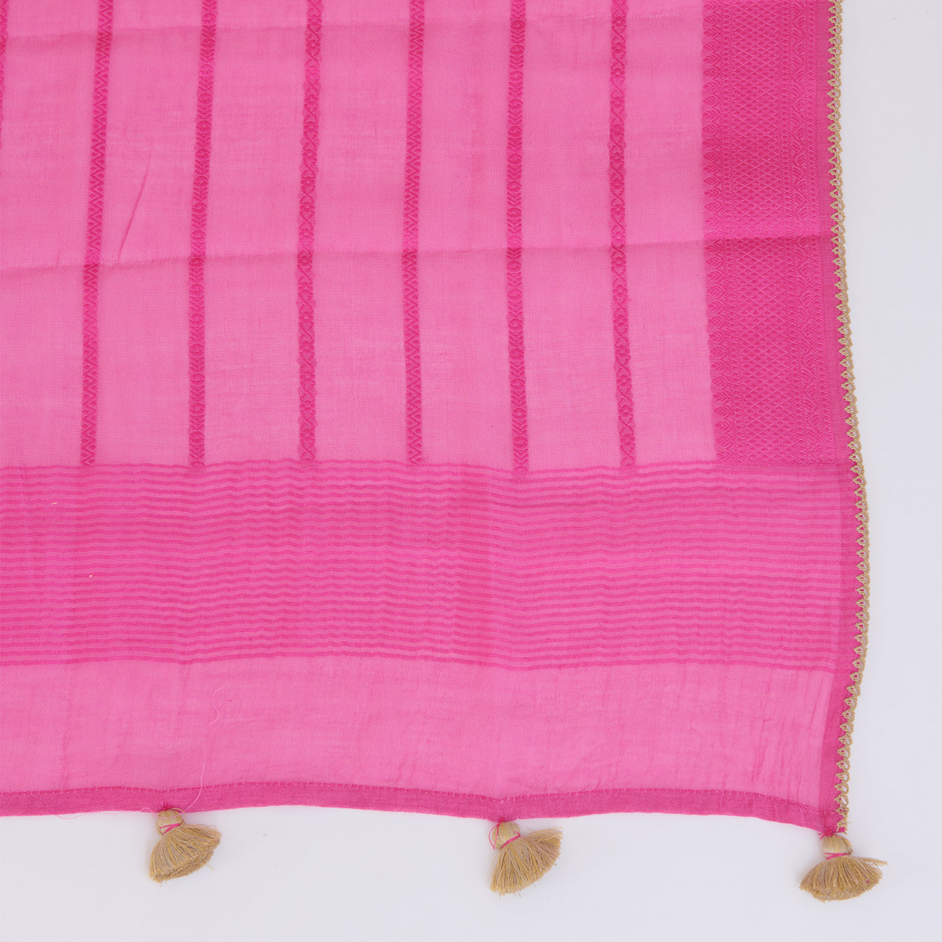 Beige Pink Fine Chanderi Cross Stitch Embroidered Buti Kurta