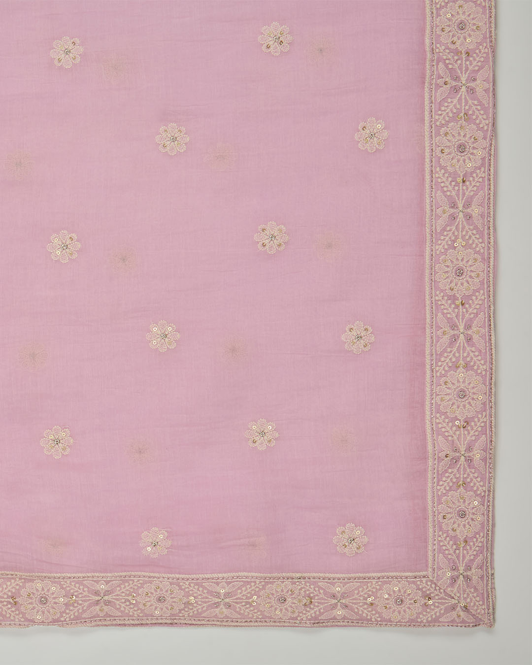 Baby Pink Fine Chanderi Embroidered Suit with Dupatta