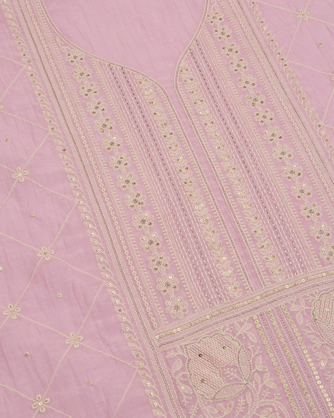 Baby Pink Fine Chanderi Embroidered Suit with Dupatta