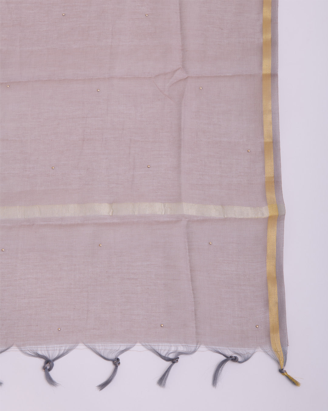 Cement Grey Fine Chanderi Embroidered Suit with Dupatta & Shantoon Bottom