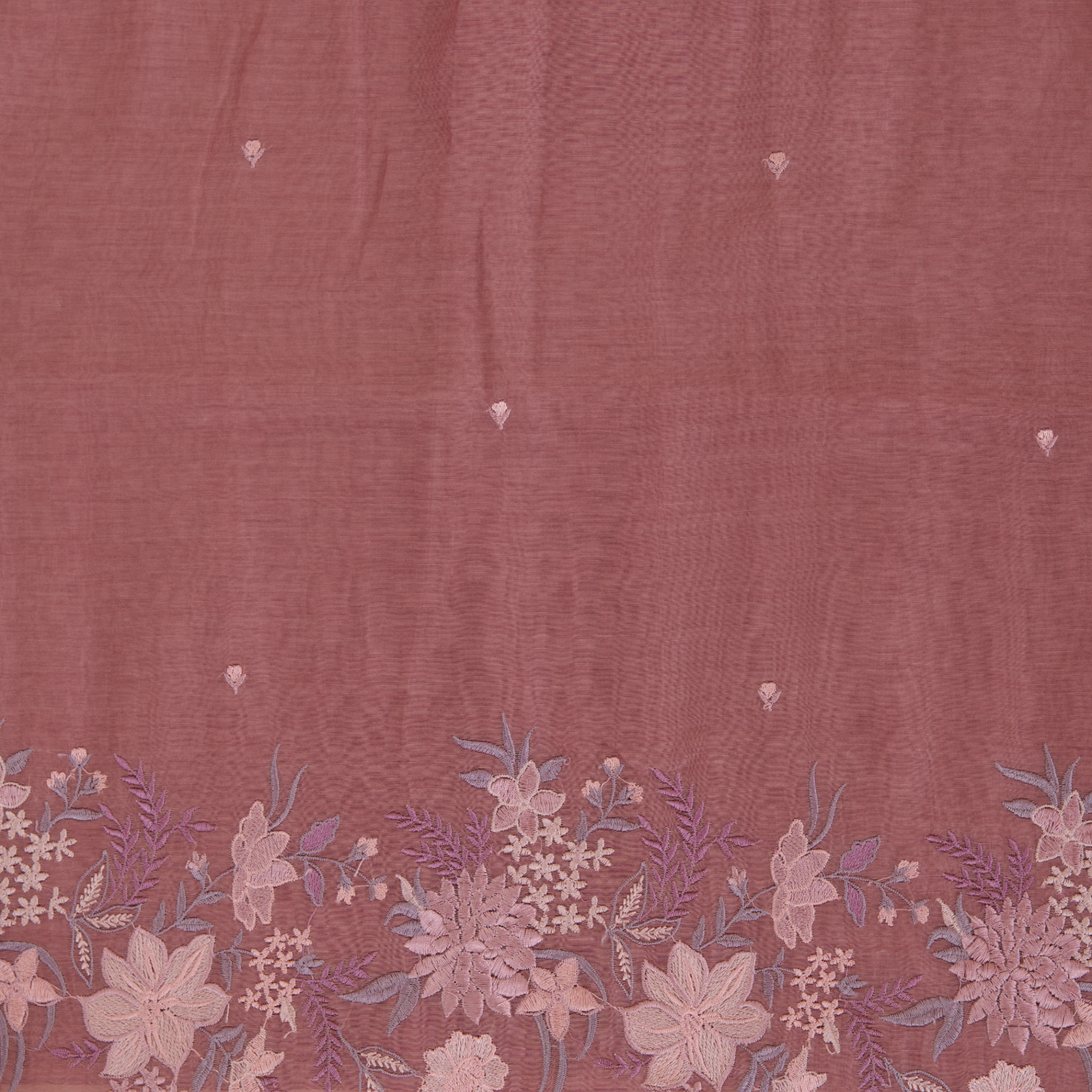 Dusty Brown Fine Chanderi Thread Embroidered Kurta Set