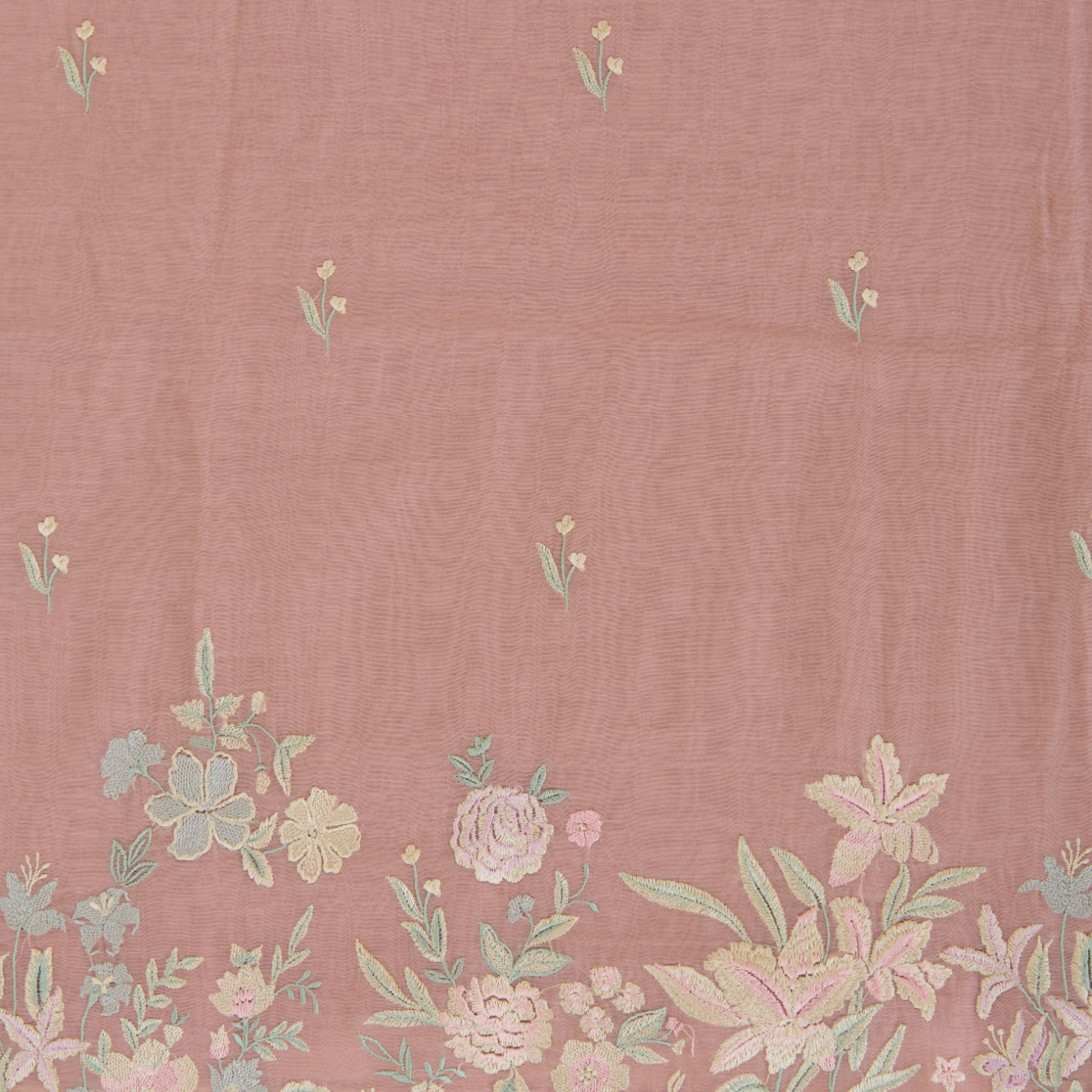 Onion Pink Fine Chanderi Thread Embroidered Suit Set