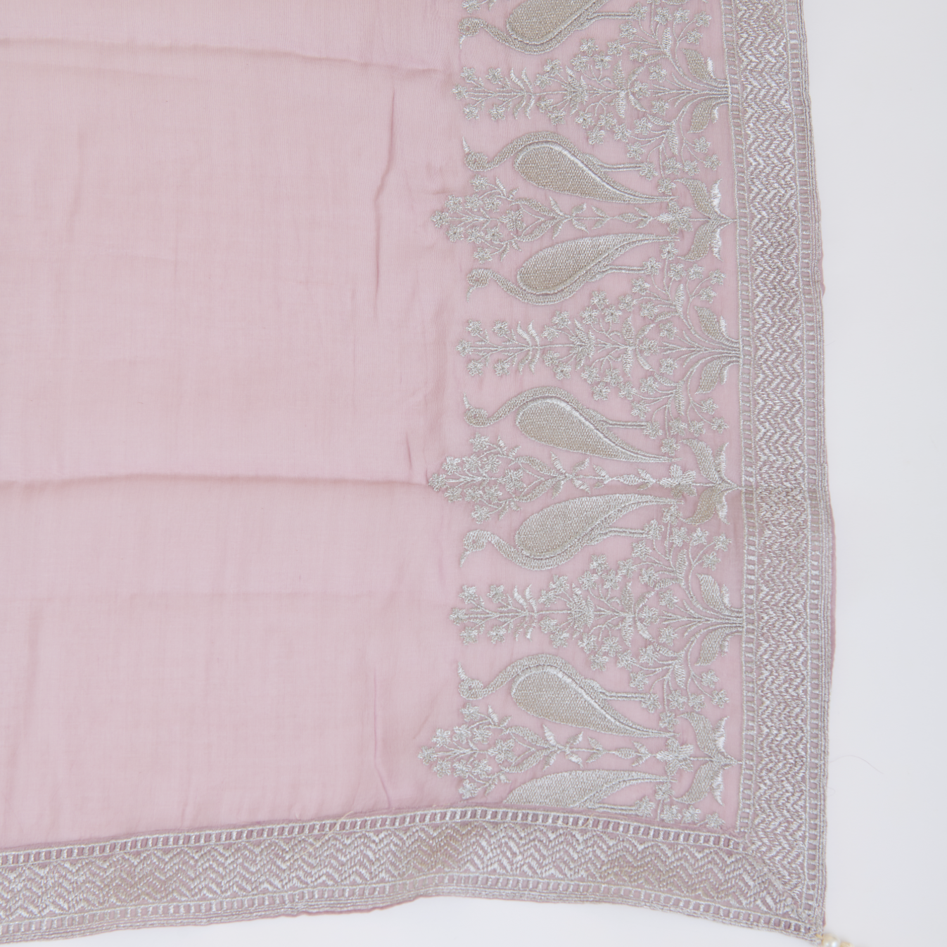 Dusty Mauve Fine Chanderi Zari Embroidered Kurta Set