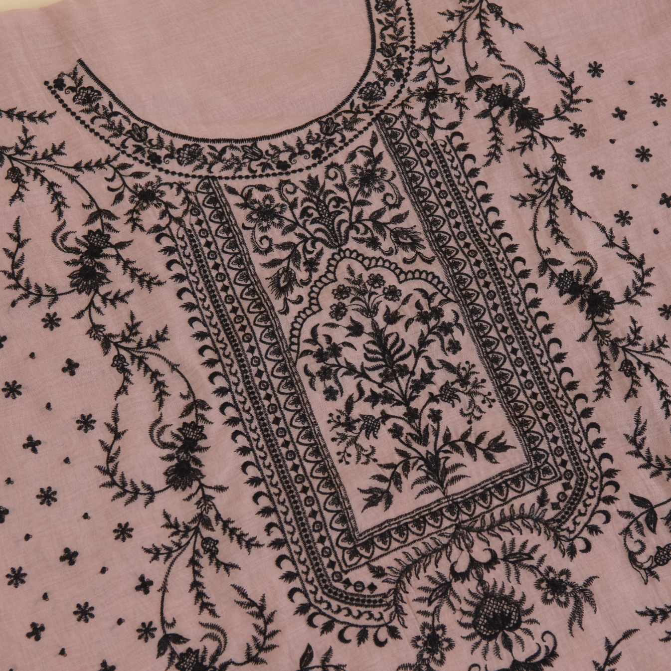 Dusty Peach Fine Chanderi Resham & Sequin Embroidered Suit