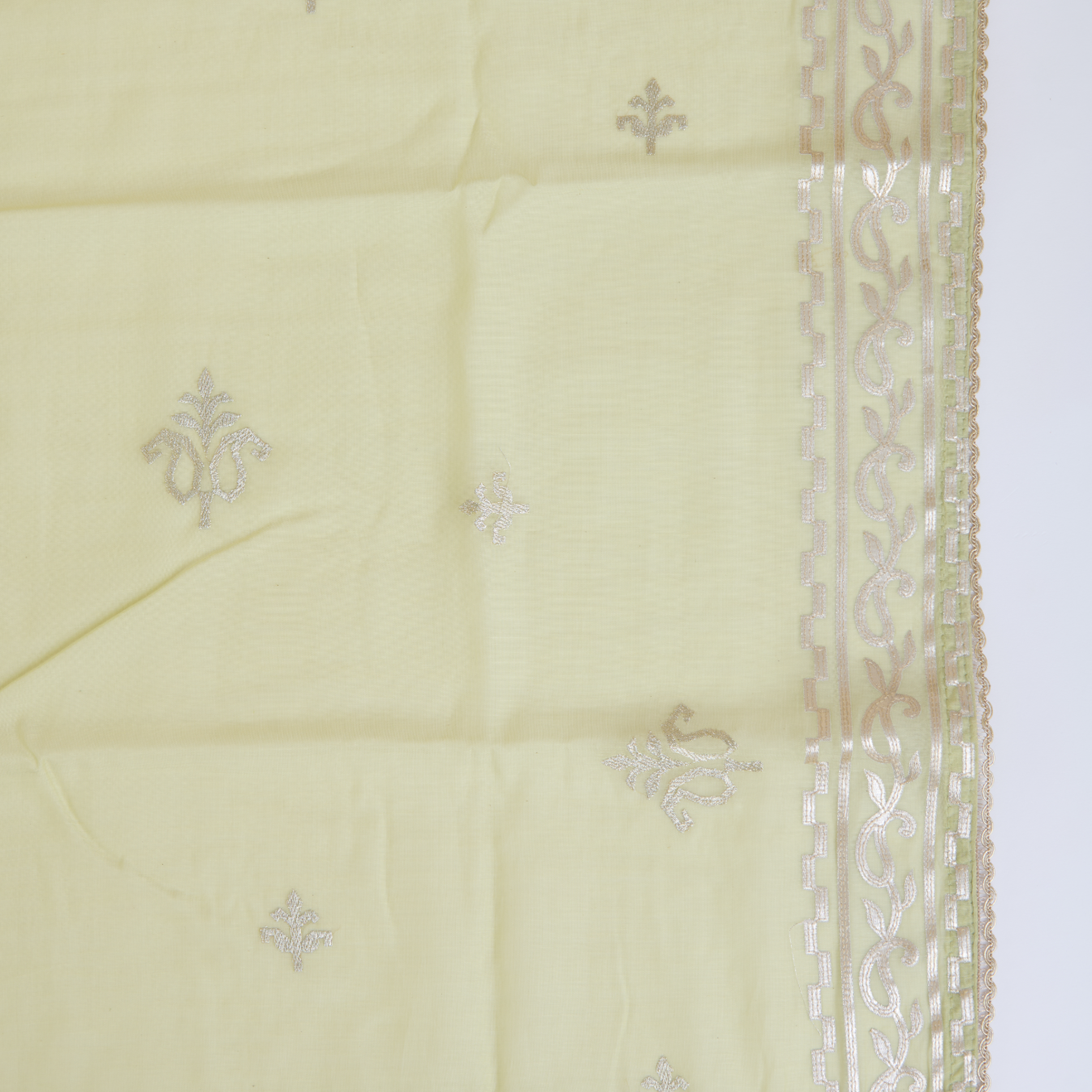 Pista Green Fine Chanderi Leather Embroidered Suit Set