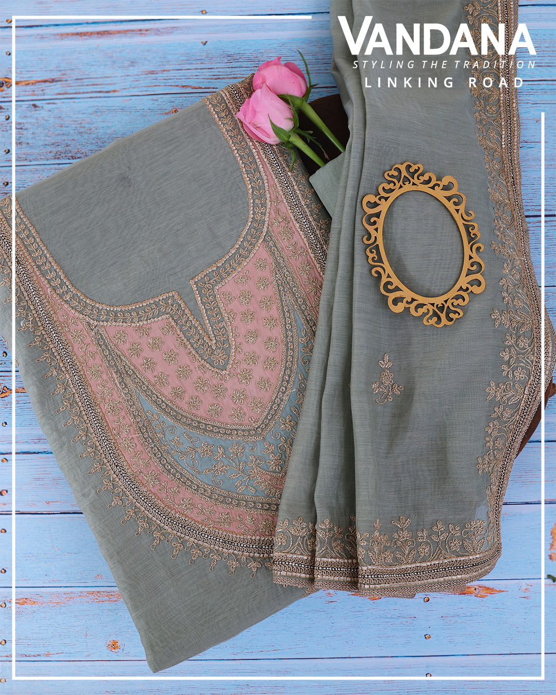 Sea Green Fine Chanderi Kurta Set with Embroidered Dupatta & Cotton Bottom