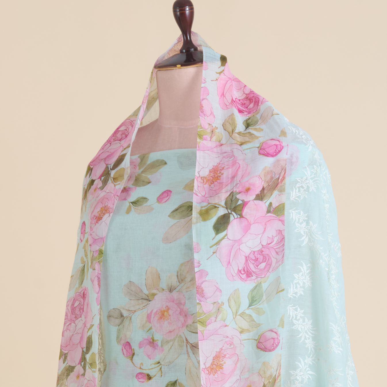 Sea Green Fine Chanderi Thread & Zari Embroidered Suit