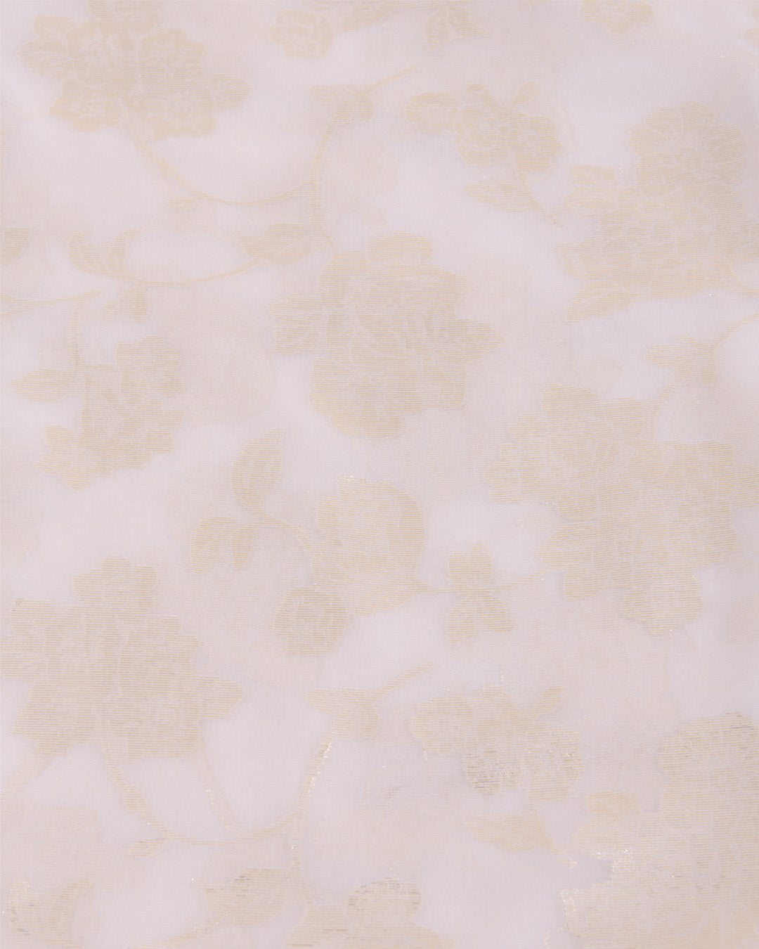 White Georgette Gold Lurex Jaal Fabric