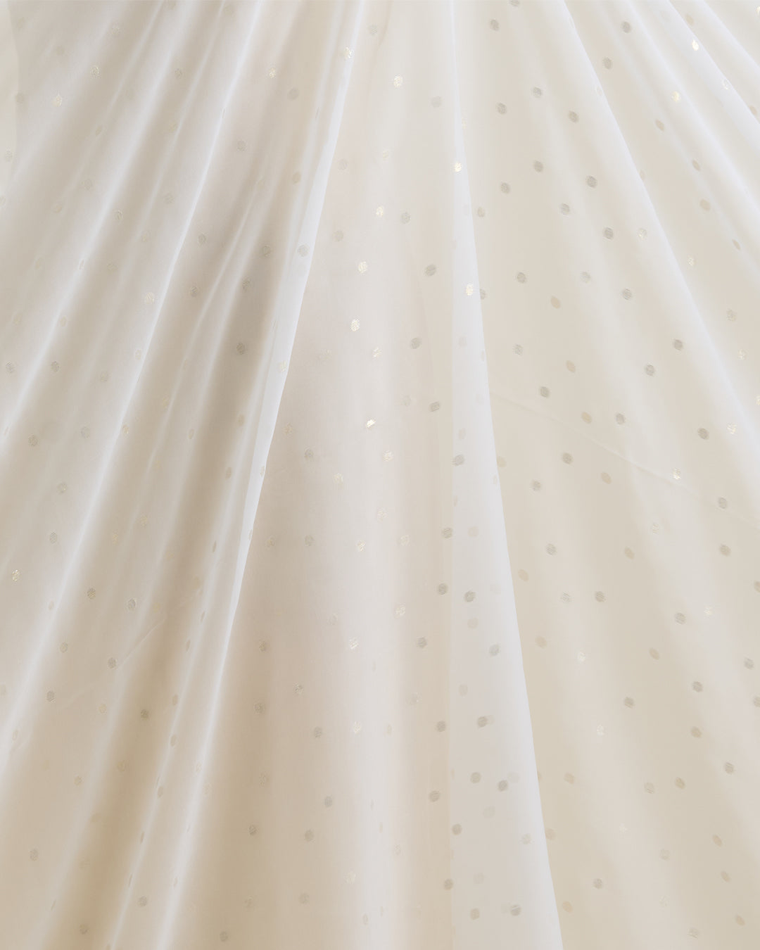White Georgette Gold Lurex Buti Fabric