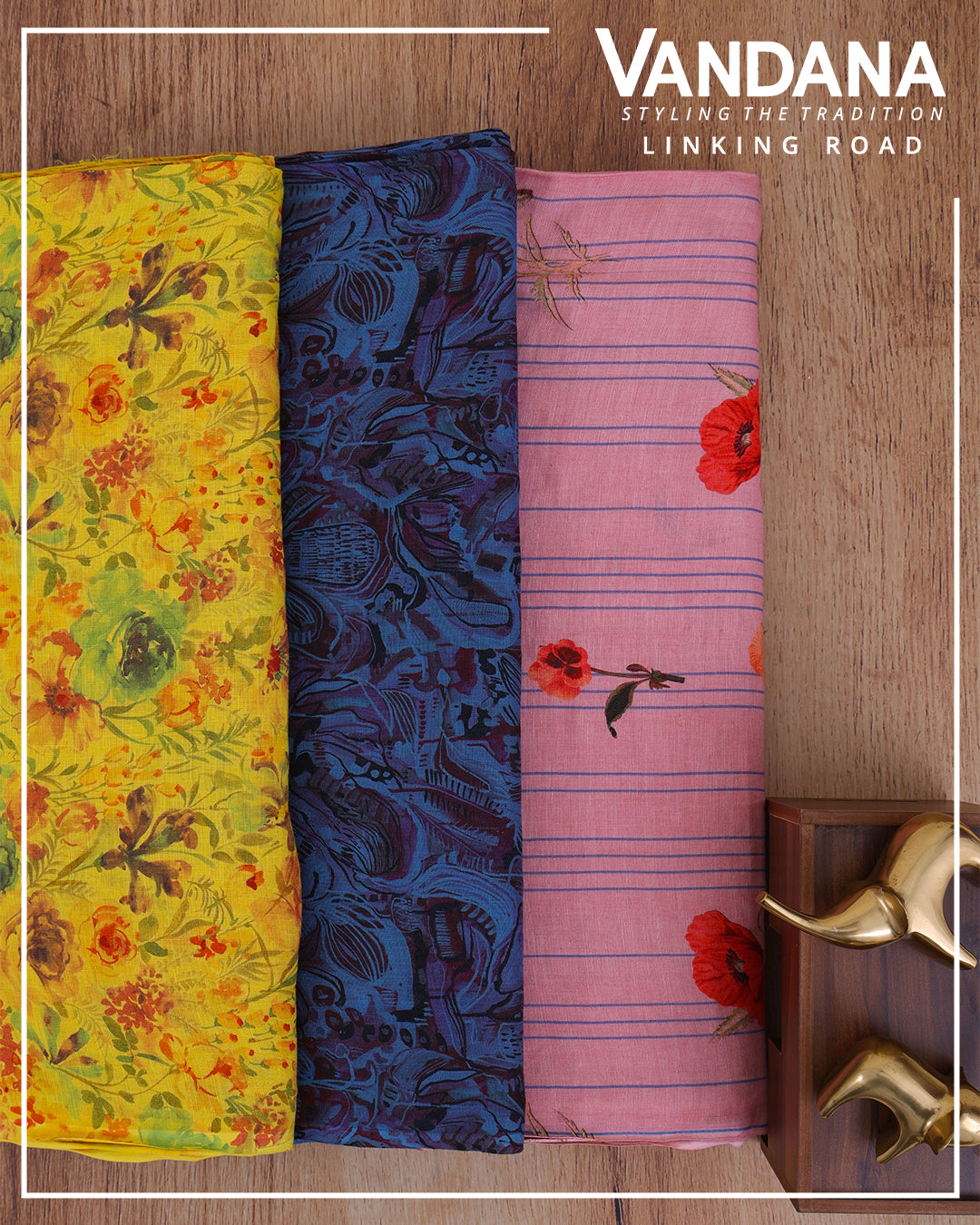 Gauze Linen Floral Printed Fabric | Lightweight Designer Fabric