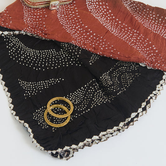 Brown Rust Gajji Silk Bandhej Dupatta