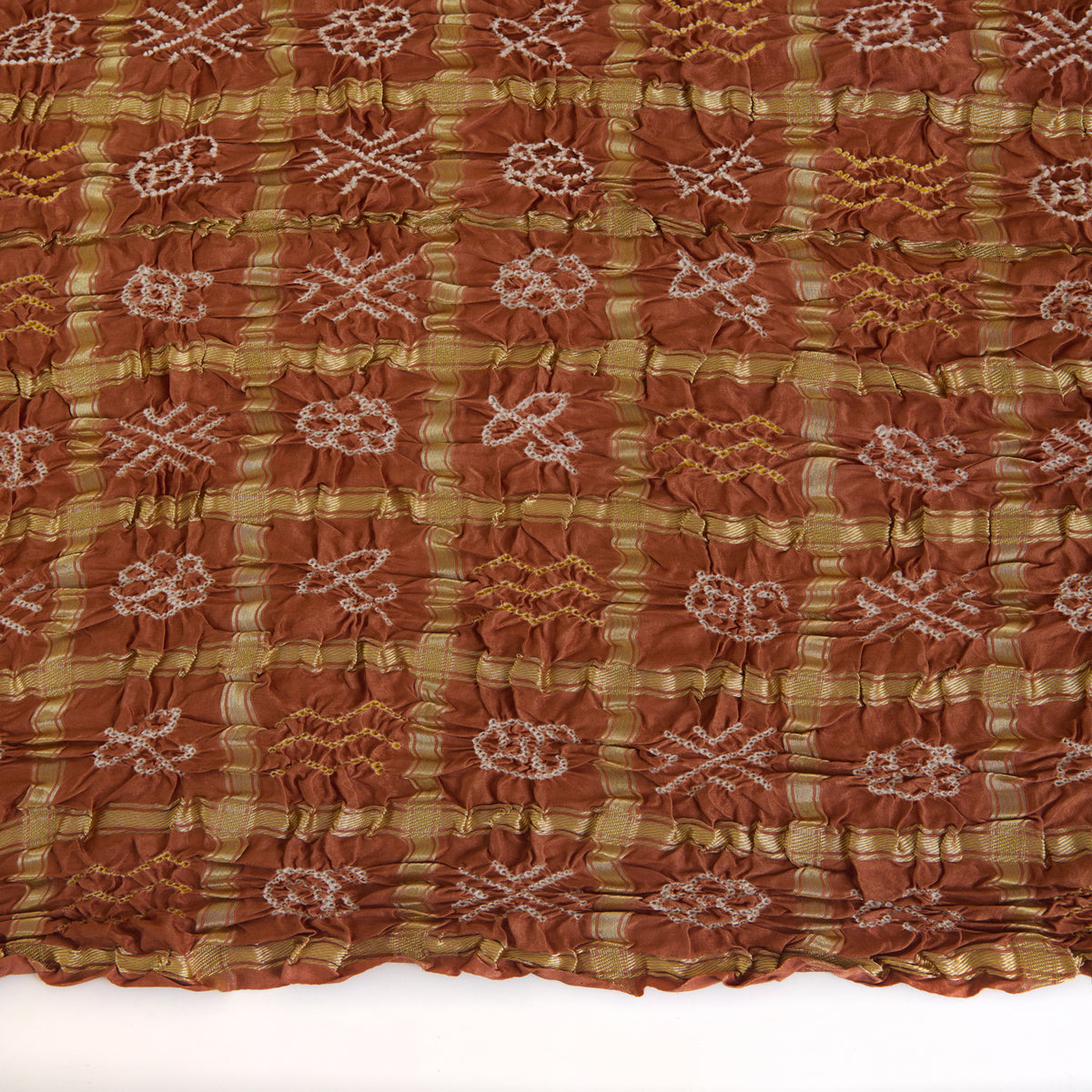 Brown Gajji Silk Bandhej Gharchola Lagdi Patta Dupatta