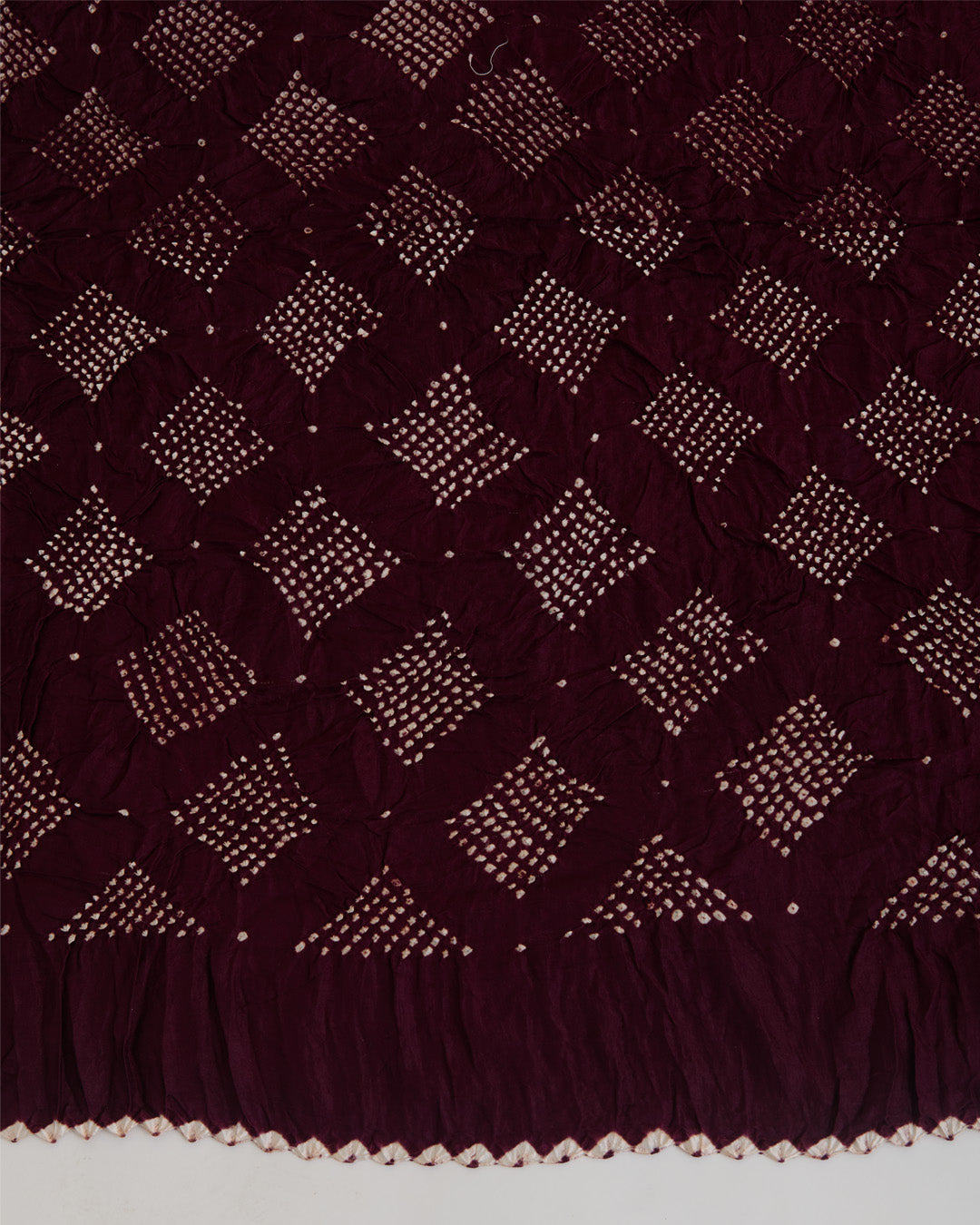Deep Wine Gaji Silk Bandhej Geometric Dupatta