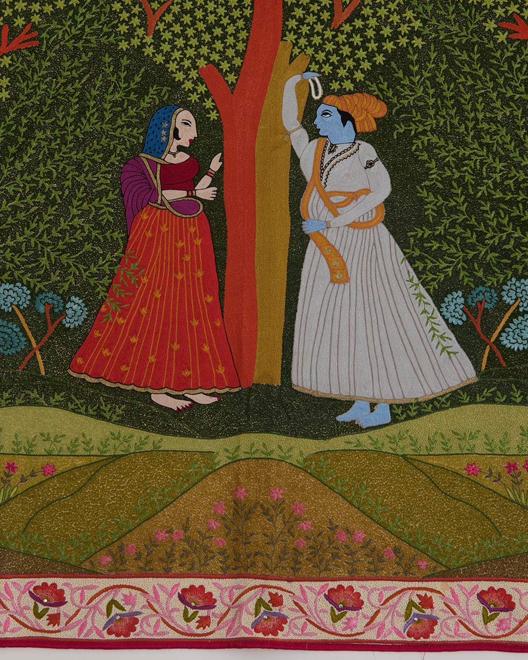 Green Georgette Pure Kashmiri Handwork Embroidery Dupatta