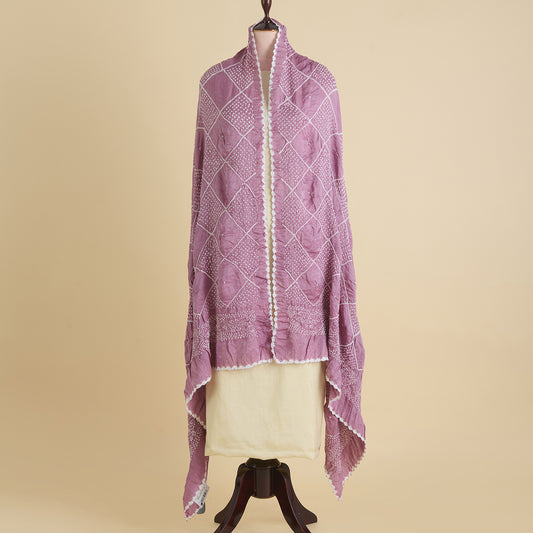 Lilac Gajji Silk Bandhej Dupatta